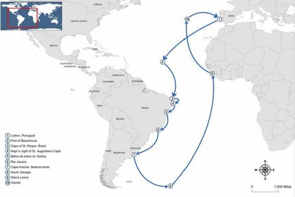 Третье путешествие Америго Веспуччи - карта